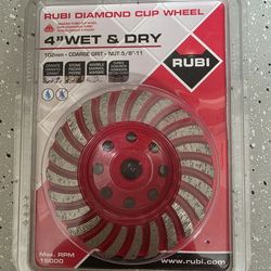 RUBI 4" Diamond Cup Wheel & Polishing Pad Support
