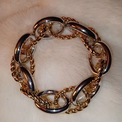Huge Detailed YG& WG Plated Intertwined Bracelet