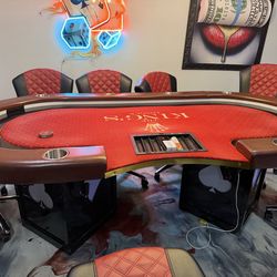 Poker table & 10 cushion chairs