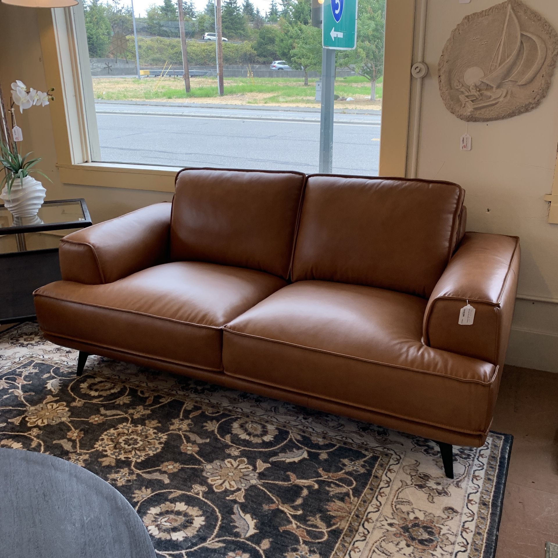 MC Style Tan Leather Loveseat