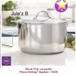 Princess House. Olla De 10 Qts Con Parrilla Nueva En Su Caja 