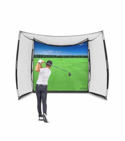 GoSports Range Cage 10 ft x 8 ft Golf Practice Hitting Net with Impact Screen