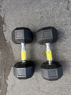 30 lb Rubber Hex Dumbbells Pair NEW