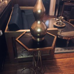 Contemporary Black and Gold Accent Table