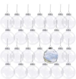 30 Pack 3.15 Inch Clear Plastic Fillable Ornament Balls, for DIY Craft Projects, Christmas, Wedding, Party, Home Decor
