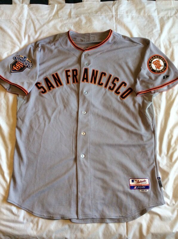 San Francisco Giants away jersey with 2010 World Series champions patch Brian Wilson