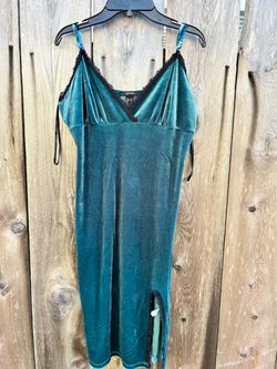 Forever 21 Teal Velvet Slip Dress large