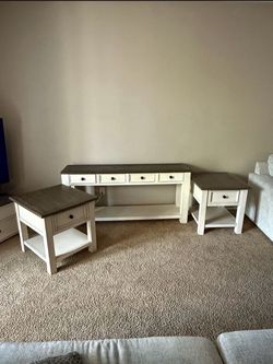 3-Piece Farmhouse Console Table & End Table Set