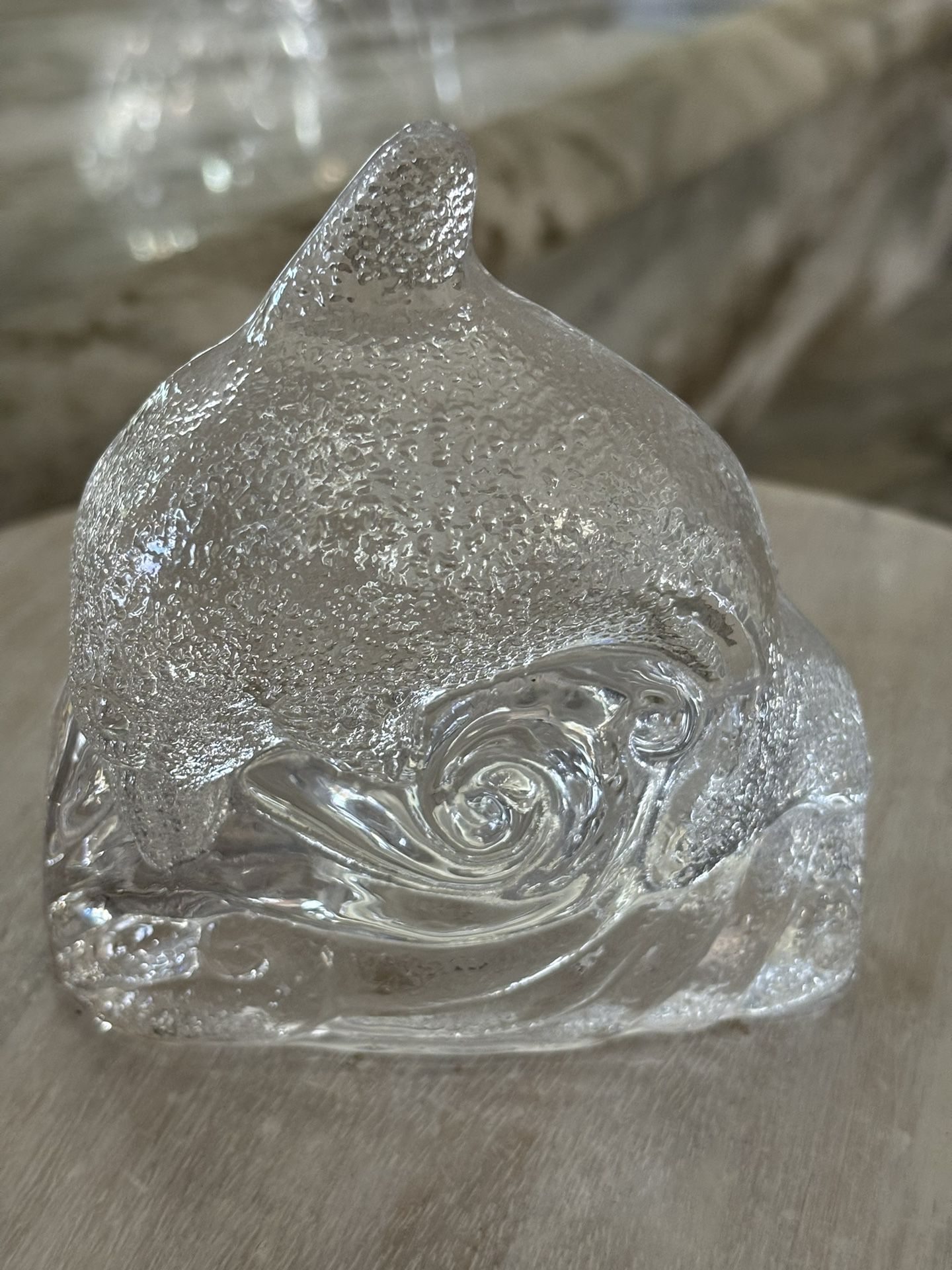 Partylite Clear/Textured Glass Dolphin Candle Holder 
