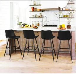 30in height Leather seat (Set of 4)Cushioned Counter Height Bar Stool, 