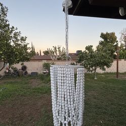 Wood Beaded Chandelier Light
