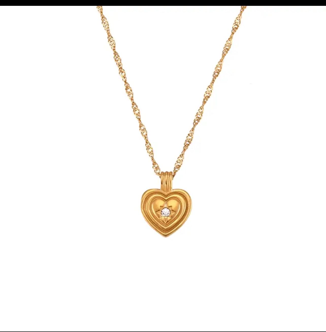 Iamdoyleyboutique : Heart Clear 18K Gold Plated Stainless Steel  40cm+5cm extension