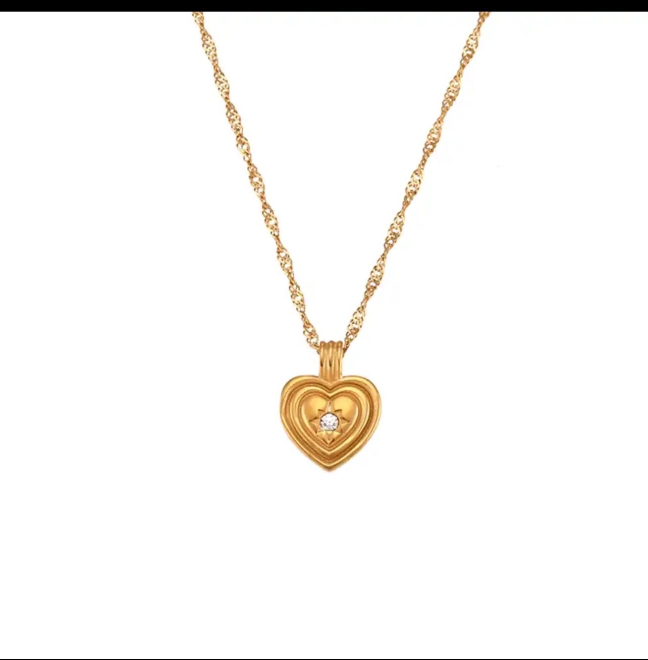Iamdoyleyboutique : Heart Clear 18K Gold Plated Stainless Steel 40cm+5cm extension