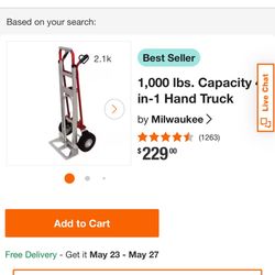New Milwaukee 4 in 1 hand truck never used for sale .