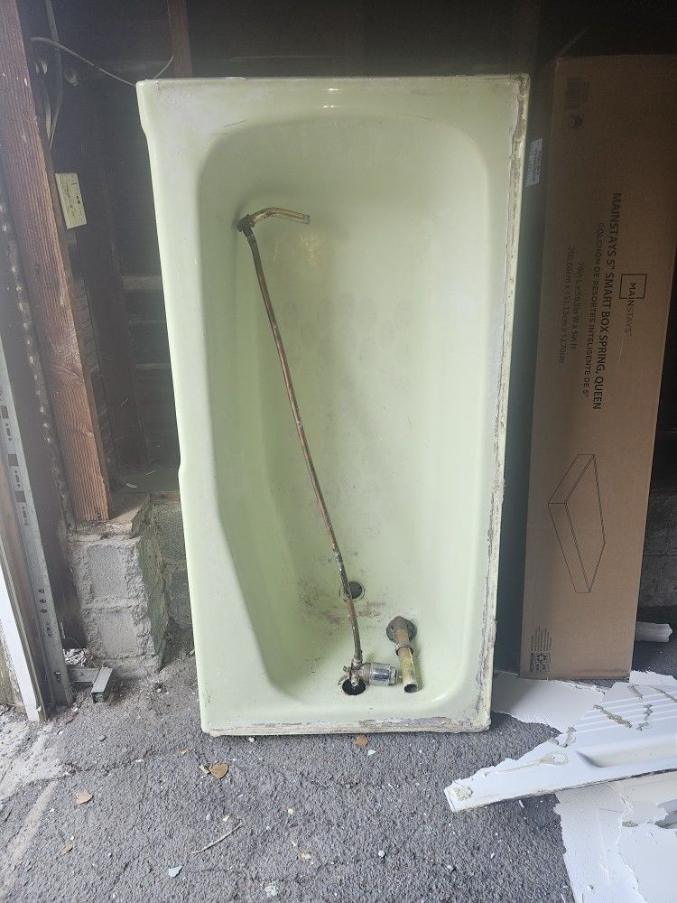 Used Vintage Green cast Iron Bath Tub