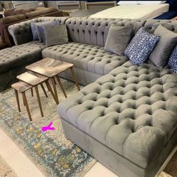 Eleanor Velvet Gray Double Chaise Sectional

-same Day Delivery