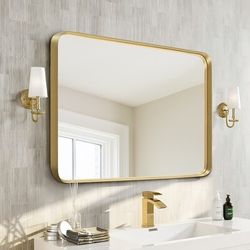 Gold Framed Rectangular Mirror
