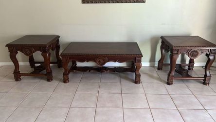 Solid wood coffee table and side tables