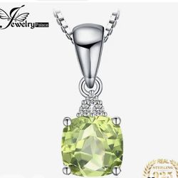 JewelryPalace 1.1ct Genuine Natural Peridot 925 Sterling Silver Pendant Necklace for Woman Fine Jewelry Gemstone Choker [PEN53]