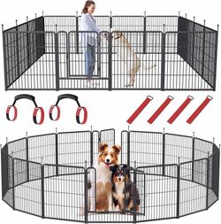 2159h 2280i $100 Dog Playpen Indoor Outdoor, 16 Panels Dog Pen 32" Height Dog Fence Exercise with Doors for Large/Medium/Small Dogs, Portable Pet Play