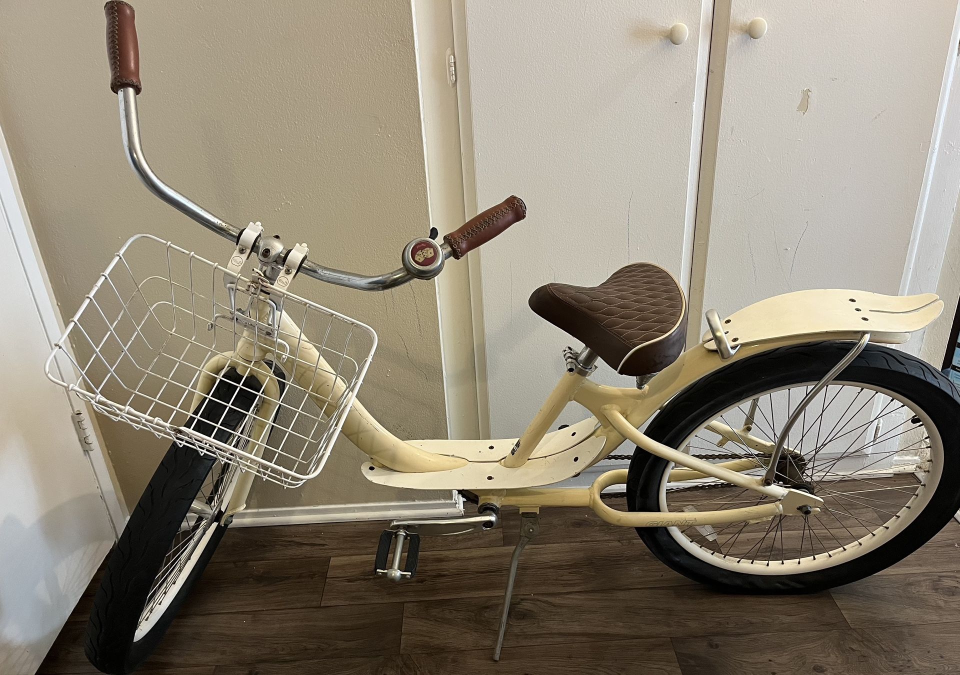 Giant Comfort/Cruiser Bicycle with Basket - Single Speed, Step-Through Frame