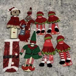Christmas Wine Bottle Sleeve Costume Decor, NEW, Set Of 8