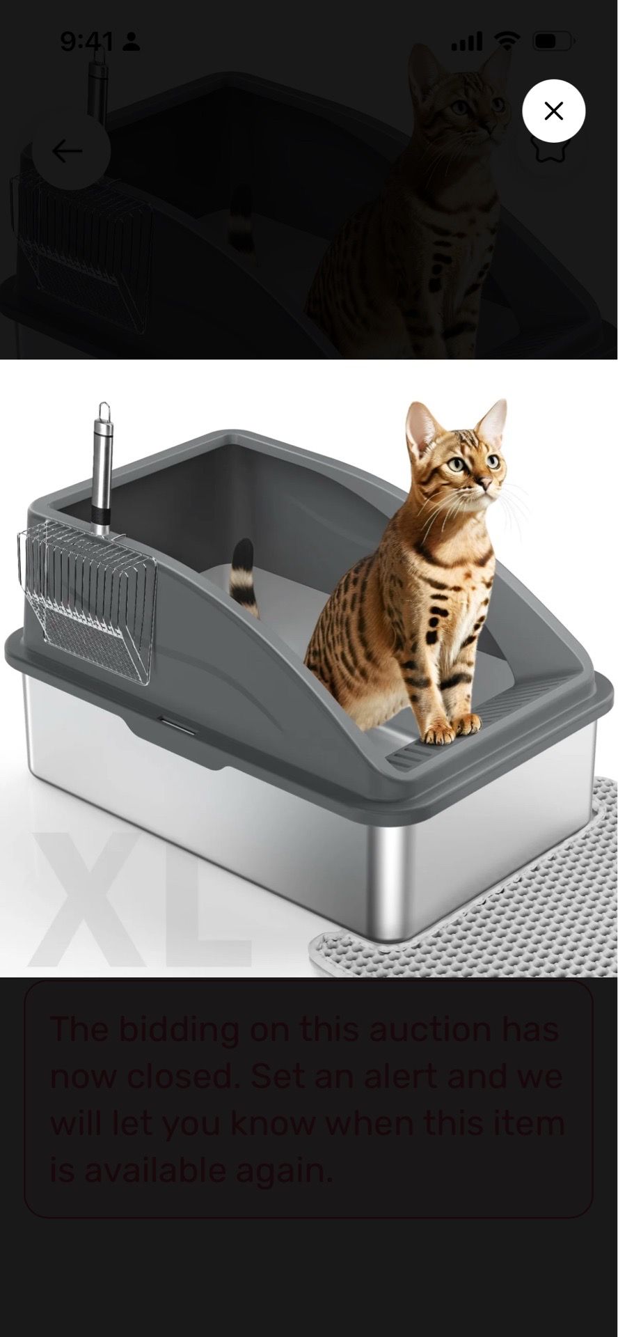Stainless Steel Litter Box, Extra Large Litter Boxes for Big Cats, XLarge Metal Cat Litter Box with Lid, Anti-Urine Leakage XL Box with High Sides, Ea