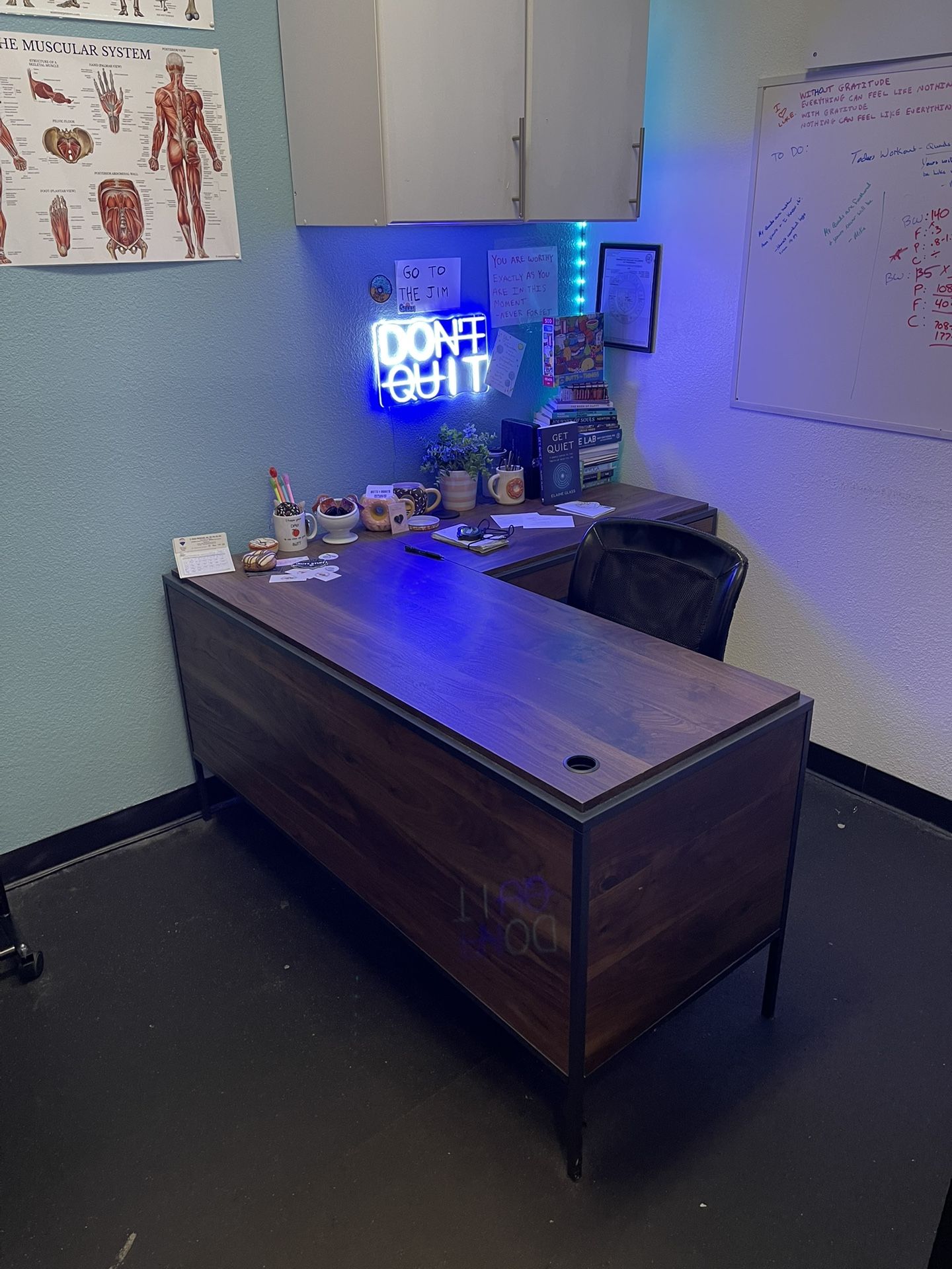 Office Desk With File Cabinet + Drawers Like New!