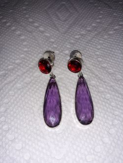 Beautiful Amethyst and Garnet ladies earrings