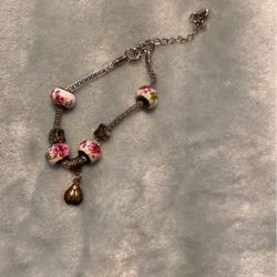 Lady Bug And Flower Bead Bracelet For Sale