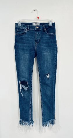 Free People Great Heights Distressed Skinny Jeans Frayed Hem Size 27