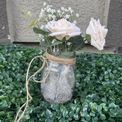 Floral Decorative Mason Jars 