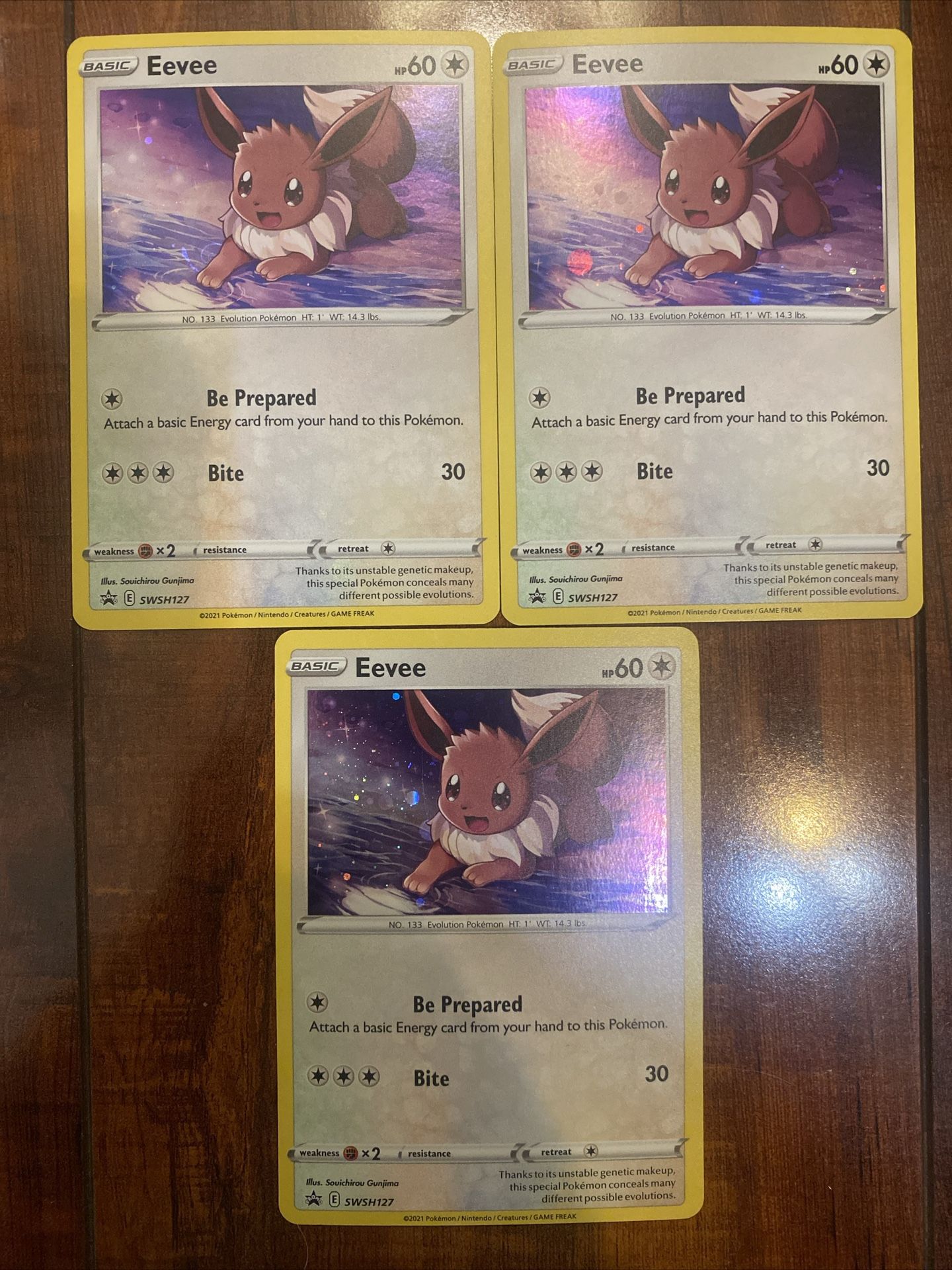 Pokemon Eevee SWSH127 Sword & Shield Black Star Promo Cosmo Holo Lot of 3 NM/M