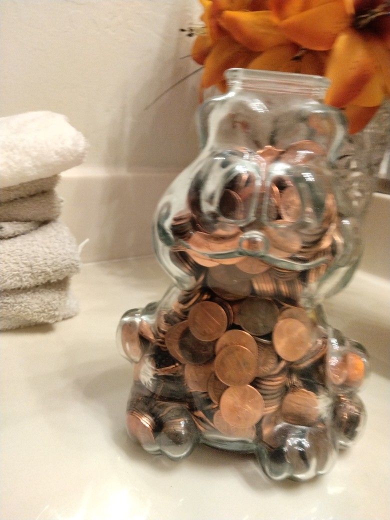 Glass Garfield Filled With Pennies Perfect 
