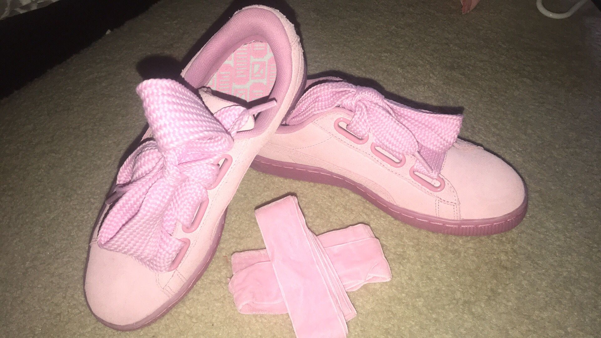 Pink Puma Suede Sneakers, Size 7 (New) $35