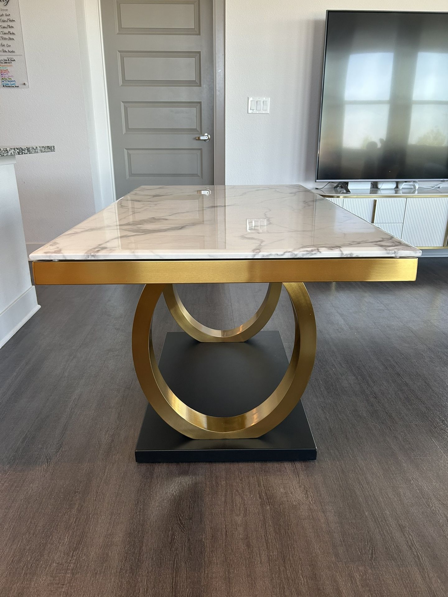 Gold and Marble-Like Dining Table