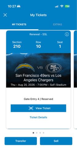 Chargers be Niners TNF August 20th  sec210 qty4