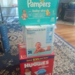 Three Cases Size One And Two Diapers