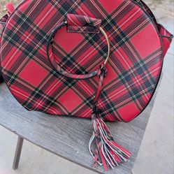 Red plaid octagon purse Like New $15