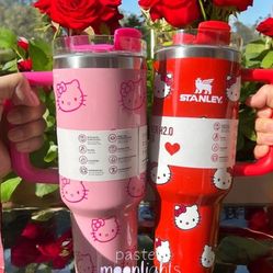 Kitty Stanley Cup Portable Car Mug Travel Coffee Cup Student Cute Gift Tumble