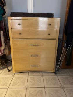 Vintage Wooden 5-Drawer Tall Dresser