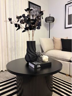 Black Round Fluted Coffee Table