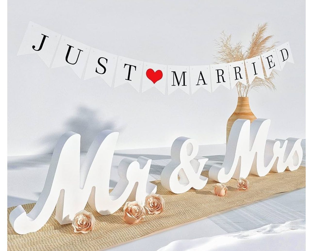 Mr & Mrs Wood sign, And Just Married Banner