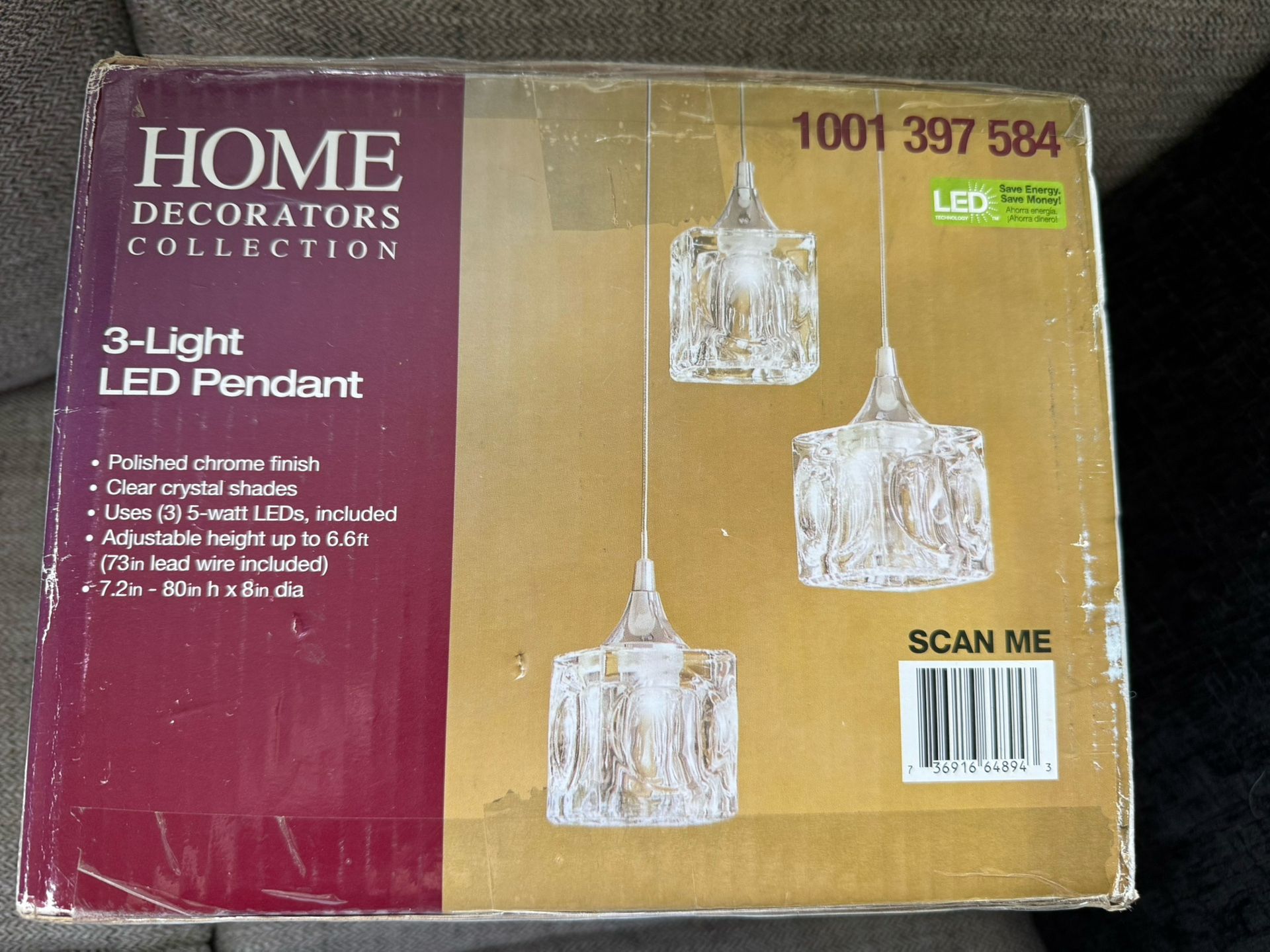 Home Decorators 3 Light Pendant Crystal Chrome LED