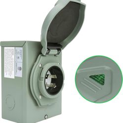 3 Prong 30 Amp 125/250V Generator Power Inlet Box - NEMA L5-30 Power Inlet Box - 3750 Watts Generator Inlet Plug for Outdoor Receptacle - Weatherproof