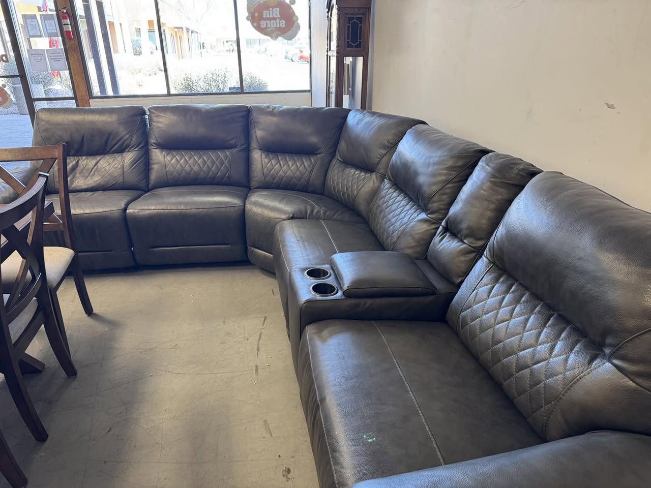 Ryerson 6 piece power reclining leather sectional with power headrests
