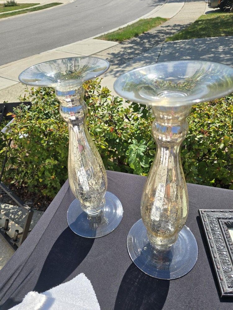 GOLD SILVER FOIL CANDLE HOLDERS 