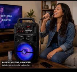 Large Bluetooth Party Speaker w/ Mic Input + LED Lights