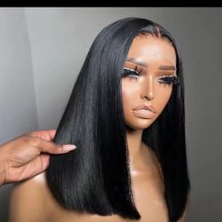 BOB Lace Front Wig Human Hair Straight 180% Full Density 13x4 HD Transparent Lace 