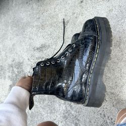 dr martens airwair boots with bouncing soles zipper crocodile